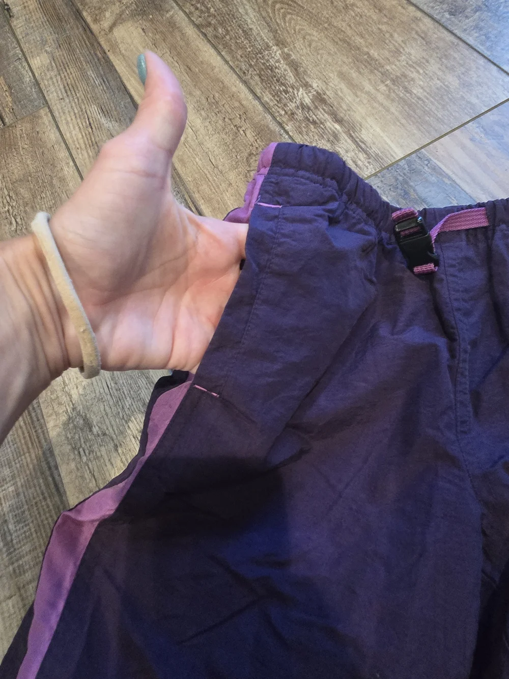 Vtg Y2K Limited Too Purple Pink Track Cargo Pants Buckle Waist Zipper Hem 23x23